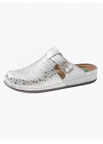 Damen Pantolette, Gr. 40, silber, Leder, modisch, Schuhe