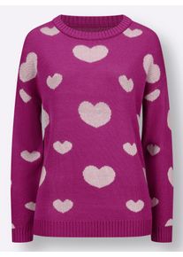 Classic Basics Damen Strickpullover "Langarm-Pullover", pink, Gr. 46, gemustert, mehrfarbig, 100% Polyacryl, Pullover