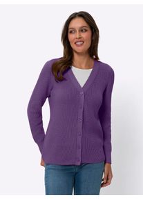 Classic Basics Damen Strickjacke, lila, Gr. 46, unifarben, 50% Baumwolle, 50% Polyacryl, Strickjacken