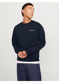 Jack & Jones JACK & JONES Herren Sweatshirt "JJEBRADLEY GRAPHIC SWEAT CREW NOOS", blau, modisch, Gr. XS, bedruckt, angeraute Sweatware, Obermaterial: 100%