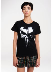 logoshirt Damen T-Shirt "Marvel - Punisher Techno Skull", schwarz, casual, Gr. M, bedruckt, 100% Baumwolle, Shirts, mit lizenziertem Print