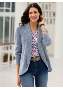 Inspirationen Damen Strickjacke, blau, Gr. 40, unifarben, 50% Baumwolle, 50% Polyacryl, Strickjacken