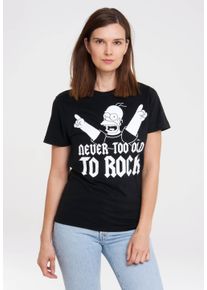 logoshirt Damen T-Shirt "Simpsons - Homer Simpson", schwarz, casual, Gr. XS, bedruckt, 100% Baumwolle, Shirts, mit lizenziertem Print
