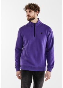 Street One MEN Herren Sweatshirt, lila, casual, Gr. L, unifarben, Web, Sweatware, 80% Baumwolle, 20% Polyester, Sweatshirts, mit Stehkragen