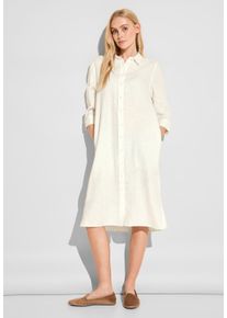 Street One Damen Blusenkleid, weiß, casual, Gr. 40, unifarben, Stoff, 100% Leinen, Kleider, mit Knopfleiste