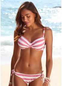 Venice Beach Damen Bügel-Bikini, rosa, Gr. 36, gestreift, Recycling-Polyester, Bikini-Sets, mit gewebten Streifen
