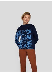 Rabe Damen Strickpullover, blau, casual, Gr. 46, bedruckt, Strick, Obermaterial: 42% Baumwolle, 42% Polyacryl, 16% Polyamid, Pullover, mit grafischem