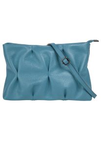CLUTY Damen Umhängetasche, blau, Leder, unifarben, leicht glänzend, Taschen, echt Leder, Made in Italy