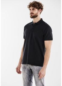 Street One MEN Herren Poloshirt, schwarz, casual, Gr. S, unifarben, Web, 100% Baumwolle, Shirts, in Unifarbe
