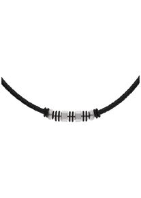 Jacques Charrel Damen Collier "geflochtenes Leder mit Einhängern, Edelstahl", schwarz, Edelstahl, Halsketten