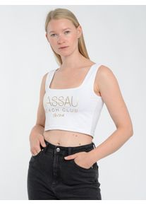 NASSAU BEACH Damen Crop-Top "NB22001", weiß, Gr. XL, Obermaterial: 48% Baumwolle, 48% Modal, 4% Elasthan, Tops