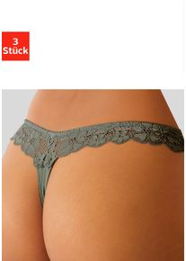 Petite Fleur Damen String, Gr. 32, bunt, Spitze, Microtouch, Obermaterial: 86% Polyester, 14% Elasthan, Unterhosen, hinten komplett aus zarter