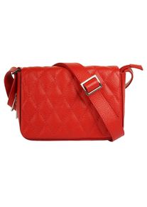 CLUTY Damen Henkeltasche, rot, Leder, Taschen, echt Leder, Made in Italy