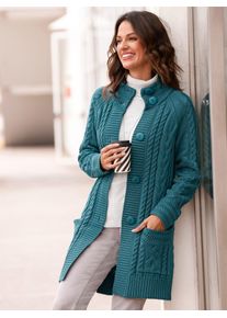 Inspirationen Damen Strickjacke, blau, Gr. 36, unifarben, 50% Baumwolle, 50% Polyacryl, Strickjacken
