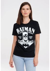 logoshirt Damen T-Shirt "Batman - Portrait", schwarz, casual, Gr. L, bedruckt, 100% Baumwolle, Shirts, mit Superhelden Print