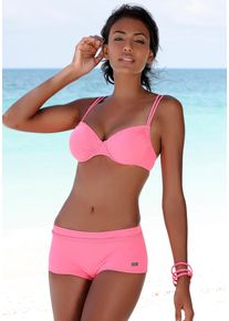 Buffalo Damen Bikini-Hotpants "Happy", rosa, Gr. 38, unifarben, Microfaser, Polyamid, Microfaser, Badehosen, mit geflochtenem Ziergürtel