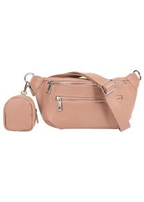 Samantha Look Damen Gürteltasche, rosa, Leder, unifarben, leicht glänzend, Taschen, echt Leder, Made in Italy