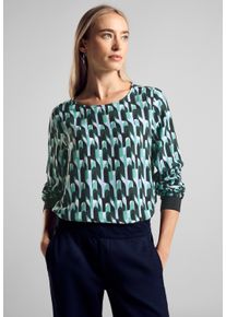 Street One Damen Langarmbluse, grün, casual, Gr. 46, bedruckt, Stoff, 100% Viskose, Blusen, aus softer Viskose