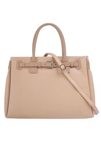 CLUTY Damen Henkeltasche, beige, Leder, unifarben, leicht glänzend, Taschen, echt Leder, Made in Italy
