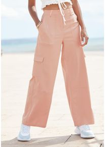 Buffalo Damen Cargohose, orange, modisch, Gr. 34, unifarben, Web, Obermaterial: 100% Lyocell, Hosen, aus Lyocell in weiter Form, lässige Stoffhose