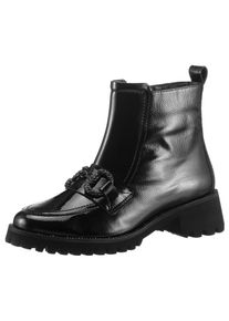 Ara Damen Stiefelette "KENT", Gr. 4,5, schwarz, Lackleder, glänzend, modisch, Schuhe, Bikerboots, Plateaustiefel mit praktischem Innenreißverschluss