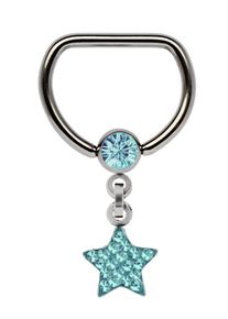 Adelia´s ADELIA ́S Damen Brustwarzenpiercing "Piercing Piercing Brustpiercing", blau, modisch, Titan, Piercings, Titan Brustpiercing D-Ring + 5 mm Klemm-Kugel