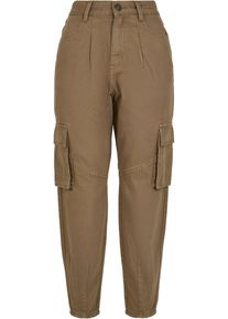 Urban Classics Damen Cargohose "Urban Classics Damen Ladies Ballon Fit Cargo Twill Pants", grün, Gr. 29, unifarben, 100% Baumwolle, Hosen