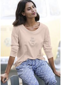 Vivance Dreams Damen Pyjamaoberteil, Gr. 36, rot, Single Jersey, Obermaterial: 50% Baumwolle, 50% Viskose, unifarben, bedruckt, Basic, Shirts, mit