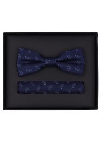 Venti Herren Fliege "Venti Set aus Fliege und Einstecktuch gemustert", blau, 100% Seide, Fliegen