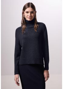 Damen Strickpullover, blau, casual, Gr. 36, STREET ONE STUDIO, unifarben, Feinstrick, 79% Polyacryl, 15% Viskose, 6% Polyamid, Pullover, mit