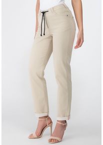 Recover Pants Damen Stoffhose "Jogpants", beige, Gr. 44, unifarben, 84% Baumwolle;14% Polyamid;2% Elasthan, Hosen, Mit teils verdeckter Knopfleiste