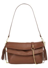 Samantha Look Damen Umhängetasche, braun, Leder, unifarben, leicht glänzend, Taschen, echt Leder, Made in Italy