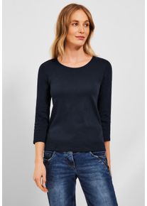 Cecil Damen 3/4-Arm-Shirt, blau, casual, Gr. XXL, unifarben, Web, 100% Baumwolle, Shirts, aus reiner Baumwolle