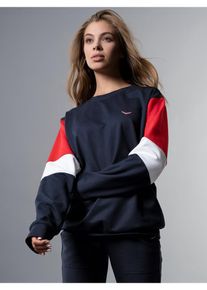 TRIGEMA Damen Sweatshirt "TRIGEMA Sweatshirt mit kontrastfarbigen Elementen", blau, sportlich, Gr. S, 70% Baumwolle, 30% Polyester, Sweatshirts