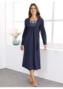 Damen Nachthemd "Nachthemd", Gr. 36, blau, 100% Baumwolle, unifarben, Kleider