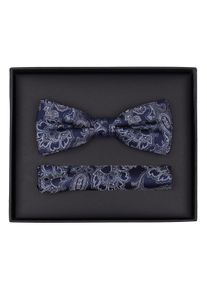 Venti Herren Fliege "Venti Set aus Fliege und Einstecktuch gemustert", blau, 100% Seide, Fliegen