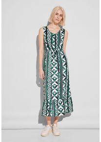 Street One Damen Maxikleid, grün, casual, Gr. 38, bedruckt, Stoff, 100% Viskose, Kleider, mit Tunnelzug an der Taille