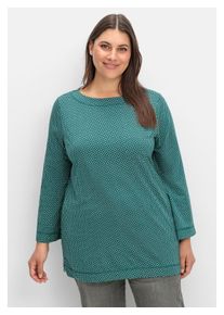 sheego Damen Langarmshirt "Große Größen", grün, casual, Gr. 40, gemustert, Obermaterial: 50% Baumwolle, 50% Modal, Shirts, mit Minimaldruck und