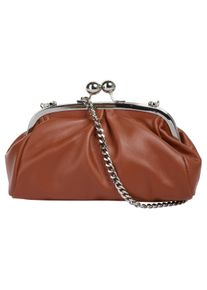 Samantha Look Damen Umhängetasche, braun, Leder, unifarben, leicht glänzend, Taschen, echt Leder, Made in Italy