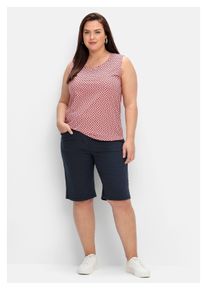 sheego Damen Bermudas "Große Größen", blau, casual, Gr. 50, unifarben, Obermaterial: 99% Baumwolle, 1% Elasthan, Hosen, in 5-Pocket-Form, mit