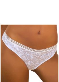 Lascana Damen Bikinislip, Gr. 48, weiß, Microtouch, Obermaterial: 80% Polyamid, 20% Elasthan, Unterhosen, rundherum aus feiner Spitze in blumiger