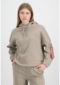 Damen Hoodie "Alpha Industries Women - Hoodies X-Fit Label OS Hoodie Wmn", beige, Gr. M, Alpha Industries, Obermaterial: 80% Baumwolle, 20%