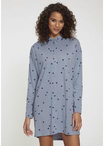 Vivance Dreams Damen Nachthemd, Gr. 36, blau, Single Jersey, Obermaterial: 50% Baumwolle, 50% Viskose, gemustert, klassisch, Kleider, in Hemd-Stil