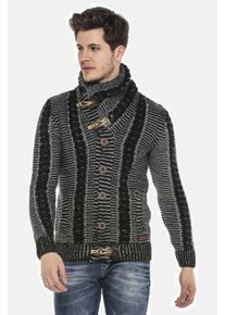 Cipo & Baxx CIPO & BAXX Herren Cardigan "Strickjacke", schwarz, casual, Gr. L, unifarben, 100% Polyacryl, Strickjacken, mit Knopfleiste, CP215