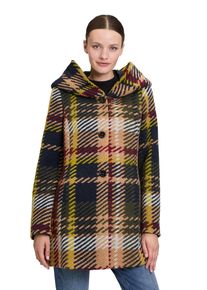 AMBER & JUNE AMBER & JUNE Damen Kurzjacke "Amber & June Kurzmantel mit Kapuze", bunt, modisch, Gr. 42, Obermaterial: 55% Polyester, 30% Schurwolle, 15% Polyacryl.