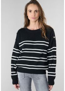 Damen Strickpullover "APOCY", schwarz-weiß, casual, Gr. XS, Le Temps Des Cerises, gestreift, 100% Baumwolle, Pullover, in gestreiftem Design