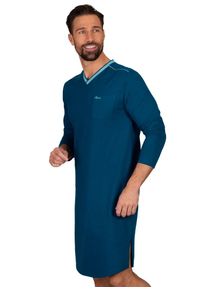 TRIGEMA Herren Pyjama "TRIGEMA Herren-Nachthemd aus Biobaumwolle (kbA)", Gr. XXXL, blau, 100% Baumwolle (Bio-Baumwolle kbA), Basic, Homewear-Sets