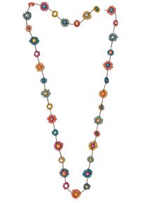 Damen Lange Kette "Blume", bunt, Basic, Collezione Alessandro, Holz, Halsketten, Blumen, geformt aus kleinen Holzperlen