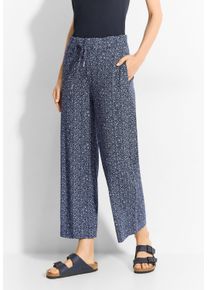 Cecil Damen Culotte, blau, casual, Gr. XXL, bedruckt, Stoff, 95% Viskose, 5% Elasthan, Hosen, Elastikbund mit Tunnelzug