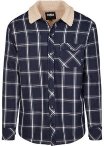Urban Classics Herren Langarmhemd "Urban Classics Herren Sherpa Lined Shirt Jacket", blau, Gr. XXL, 68% Polyester, 32% Viskose, Hemden